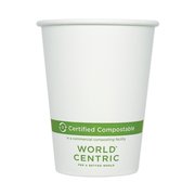 World Centric Paper Hot Cups, 12 oz, White, PK1000 CUPA12